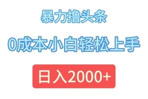 (12068期)暴力撸头条,0成本小白轻松上手,日入2000+
