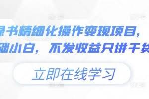 小绿书精细化操作变现项目，0基础小白，不发收益只讲干货