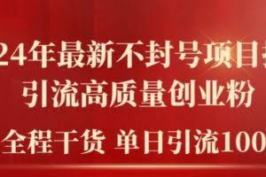 2024年最新不封号项目拆解引流高质量创业粉，全程干货单日轻松引流100+【揭秘】