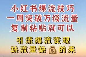 小红书爆流技巧，一周突破万级流量，复制粘贴就可以，引流爆流变现【揭秘】