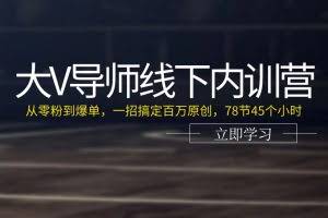 大V导师线下内训营：从零粉到爆单，一招搞定百万原创（78节45个小时）