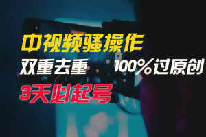 中视频骚操作，双重去重100%过原创，3天比必起号，简单无脑，月入3W+