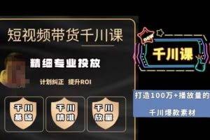 短视频带货-千川专业投放课，​精细化专业投放，计划纠正，提升ROI