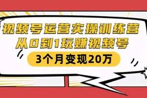 视频号运营实操训练营：从0到1玩赚视频号，3个月变现20万