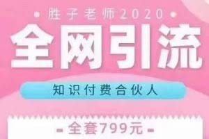 胜子老师全网引流知识付费合伙人,多种引流渠道【视频课程】