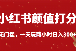 小红书颜值打分，无门槛，一天玩两小时日入300+