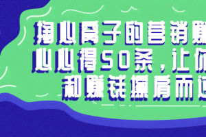掏心窝子的营销赚钱核心心得50条，让你不再和赚钱擦肩而过！