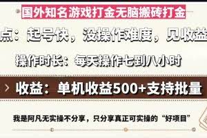 （13307期）国外知名游戏打金无脑搬砖单机收益500，每天操作七到八个小时
