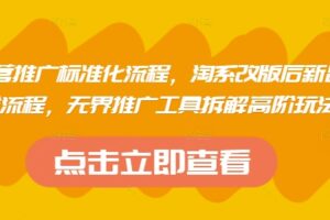 淘系运营推广标准化流程，​淘系改版后新品布局全流程，无界推广工具拆解高阶玩法