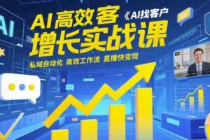 AI高效获客增长实战课，​AI找客户 私域自动化 高效工作流 直播快变现
