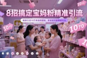 8招搞定宝妈粉精准引流，精准引流10万本地母婴粉，多渠道流量爆破玩法