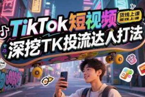 TikTok短视频带货线上课，深挖TK投流达人打法
