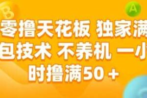 零撸天花板，独家满包技术 不养机 一小时撸满50+【揭秘】