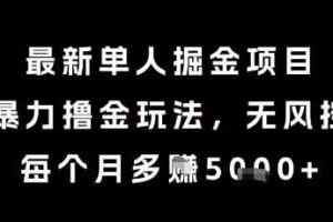 最新单人掘金项目，暴力撸金玩法，无风控，每个月多挣5k+【揭秘】