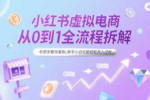 小红书虚拟电商从0到1全流程拆解，手把手教你复制，新手小白也能轻松月入过W