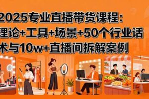 （15988期）2025专业直播带货课程：理论+工具+场景+50个行业话术与10w+直播间拆解案例
