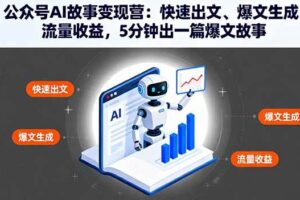 (16201期)公众号AI故事变现营:快速出文、爆文生成、流量收益,5分钟出一篇爆文故事