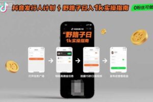 抖音发行人计划全新野路子玩法，随时随地，只要有手机，就能操作，日入1k+【揭秘】