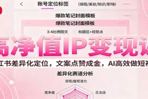 高净值IP变现课：小红书差异化定位，文案点赞成金， AI高效做短视频