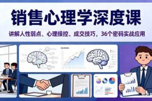 (16456期)销售心理学深度课,讲解人性弱点、心理操控、成交技巧,36个密码实战应用