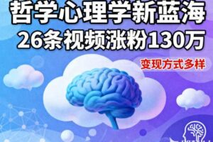 短视频新蓝海，哲学心理学赛道，26条视频涨粉130W，变现方式多样