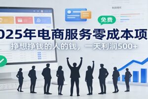 2025年电商服务零成本项目，挣想挣钱的人的钱，一天利润500+