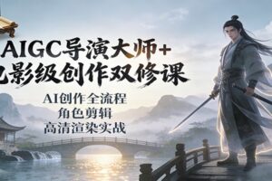 AIGC导演大师+电影级创作双修课:AI创作全流程、角色剪辑、高清渲染实战