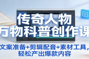 传奇人物万物科普创作课:文案准备+剪辑配音+素材工具,轻松产出爆款内容