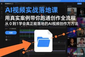 AI视频实战落地课,用真实案例带你跑通创作全流程,从0到1学会真正能落地的AI视频创作方法