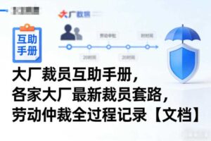 大厂裁员互助手册,各家大厂最新裁员套路,劳动仲裁全过程记录【文档】