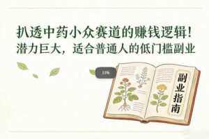 扒透中药小众赛道的賺米逻辑，潜力巨大，适合普通人的低门槛副业