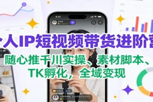 个人IP短视频带货进阶营:随心推千川实操、素材脚本、TK孵化,全域变现