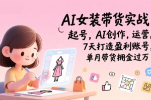 (17088期)AI女装带货实战:起号,AI创作,运营,7天打造盈利账号,单月带货佣金过万