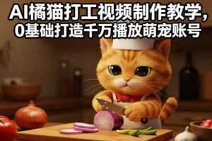 AI橘猫打工视频制作教学,流量狂飙,0基础打造千万播放萌宠账号