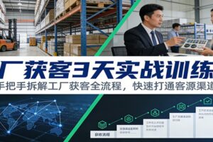 工厂获客3天实战训练营：手把手拆解工厂获客全流程，快速打通客源渠道