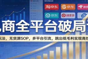电商全平台破局课:全域玩法,无货源SOP,多平台引流,跳出低毛利实现高效盈利