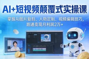 (17454期)AI+短视频颠覆式实操课:掌握AI图片复刻、人物定制、视频编辑技巧,跑通变现月利润2万+