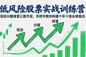 (17487期)低风险股票实战训练营:低估分散排雷三箭齐发,手把手教你构建十年十倍永续组合