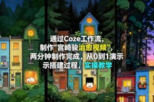 通过Coze工作流制作《宫崎骏治愈视频》，两分钟制作完成，从0到1演示搭建过程，实操教学