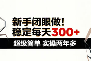新手闭眼做，稳定每天300+，超级简单，实操两年多 ！
