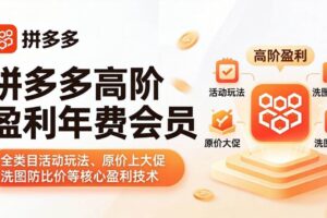 （17943期）拼多多高阶盈利年费会员(更新4月)：全类目活动玩法、原价上大促、洗图防比价等核心盈利技术