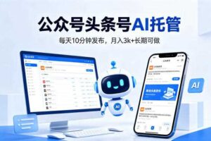 公众号头条号AI托管，我提供作品，你每天10分钟发布，月入3k+长期可做【揭秘】