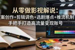 （17972期）从零做影视解说：文案创作+剪辑调色+选剧爆点+推流机制，手把手打造高流量变现账号