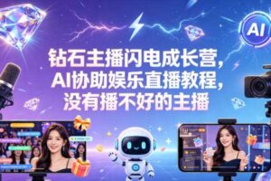 钻石主播闪电成长营，Al协助娱乐直播教程，没有播不好的主播