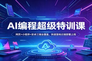 AI编程超级特训课：网页+小程序+安卓三端全覆盖，快速落地云端部署上线