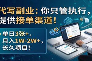 AI代写副业：你只管执行，我提供接单渠道！单日3张+，月入1W-2W+，长久项目