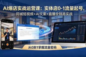 (18451期)AI爆店实战运营课:实体店0-1流量起号,同城短视频+AI文案+直播全链路实战
