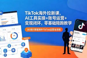 (18522期)TikTok海外拉新课,AI工具实操+账号运营+变现闭环,零基础陪跑教学