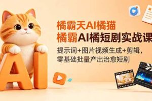 (18542期)橘霸天AI橘猫短剧实战课:提示词+图片视频生成+剪辑,零基础批量产出治愈短剧