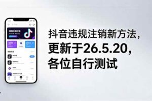 (18535期)抖音违规注销新方法,更新于26.5.20,各位自行测试